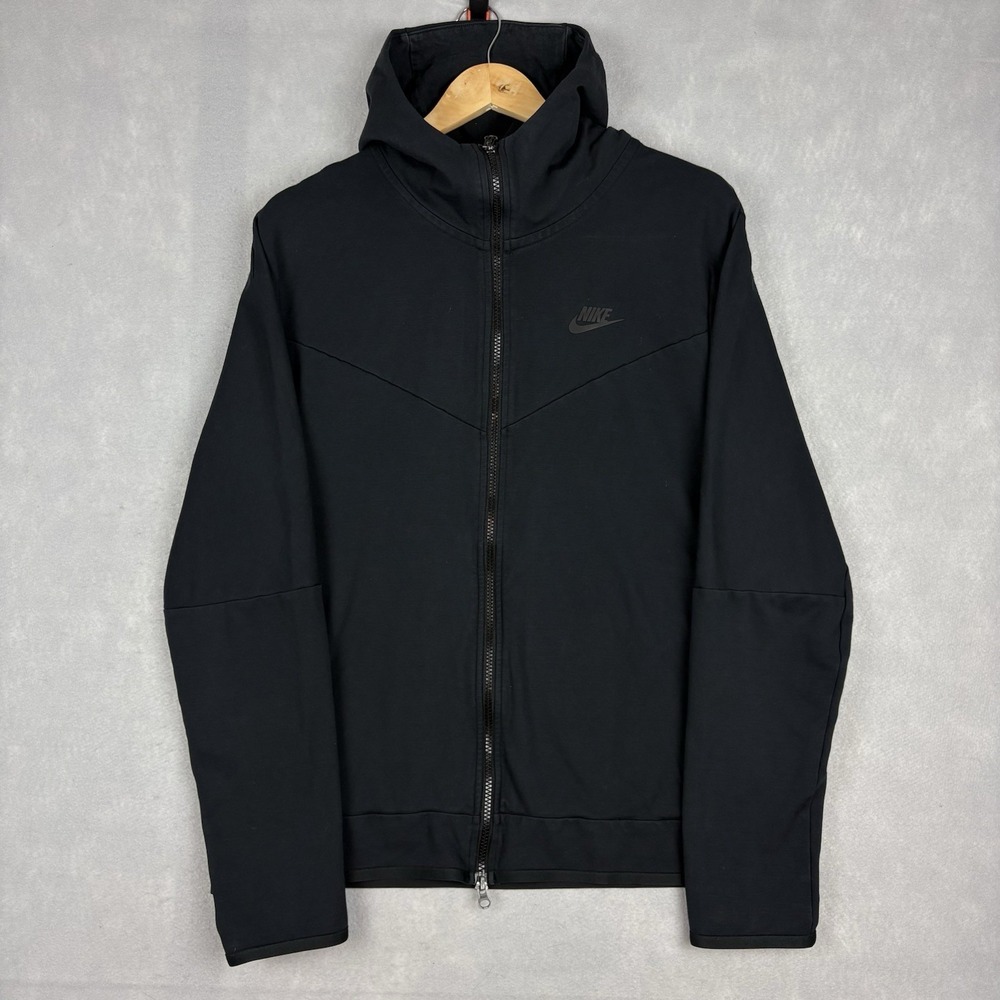 Nike Tech Fleece Hoodie Mens Large Triple Black Lightweight Athleisure Full Zip